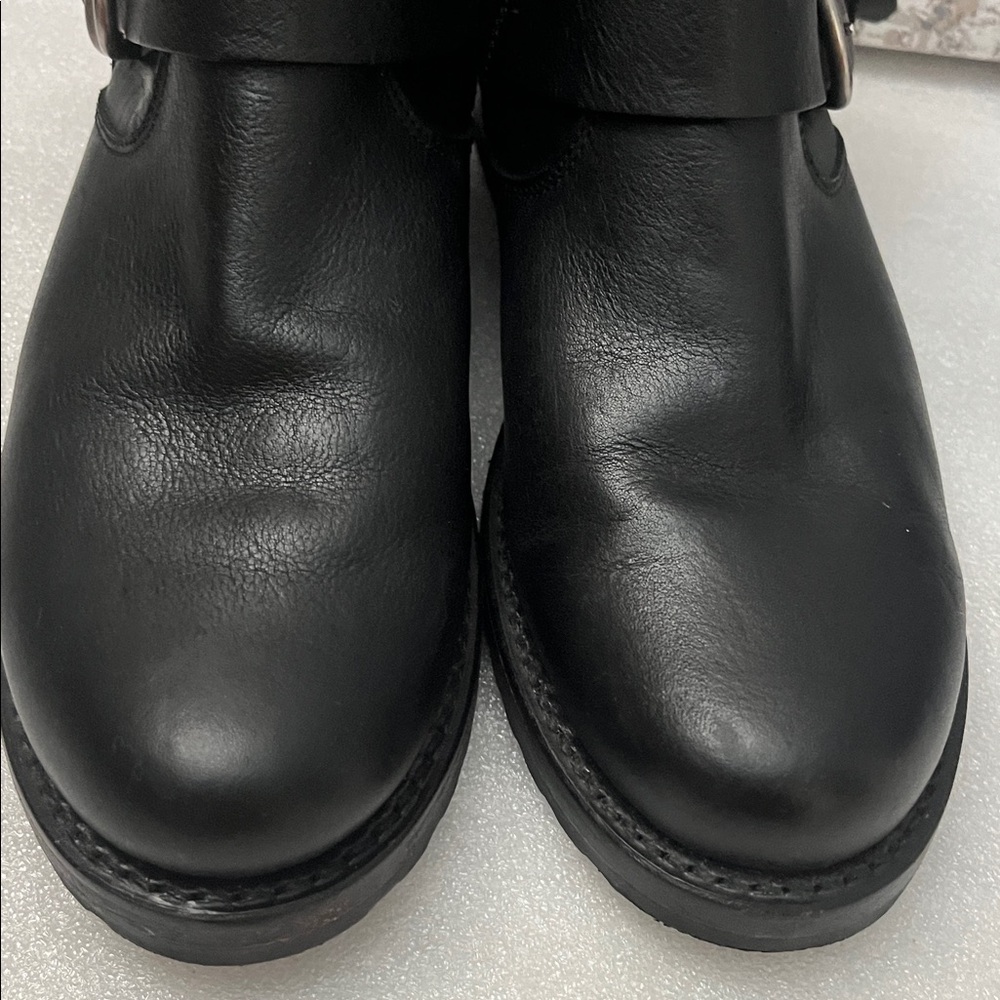 Frye Black Leather Buckle Ankle Boots - Picture 3 of 10